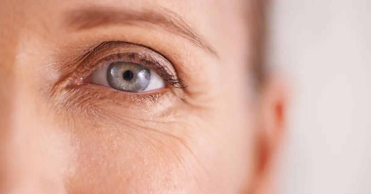 Close up of a woman's eye showing results from Anti-aging skincare