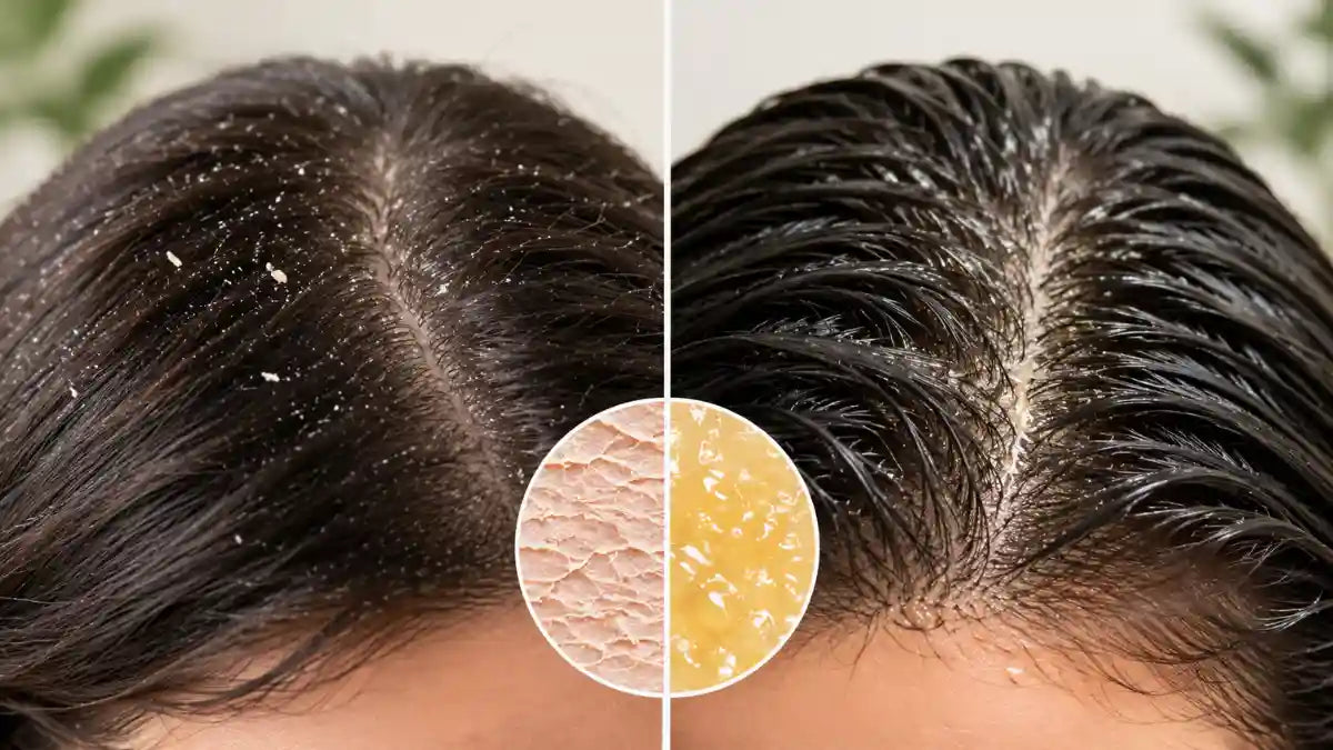 Close-up of a healthy scalp illustrating Dry Scalp Vs Dandruff differences with clean, nourished hair.
