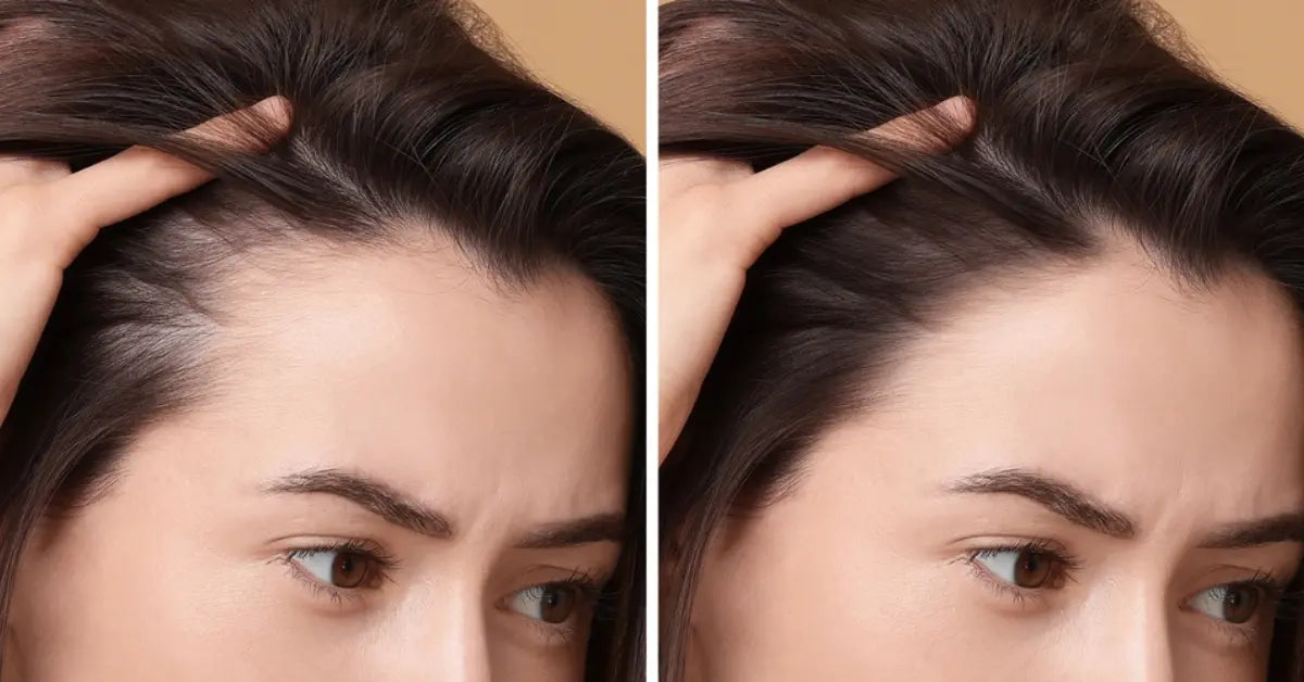 Before and after results of a successful Hair growth treatment