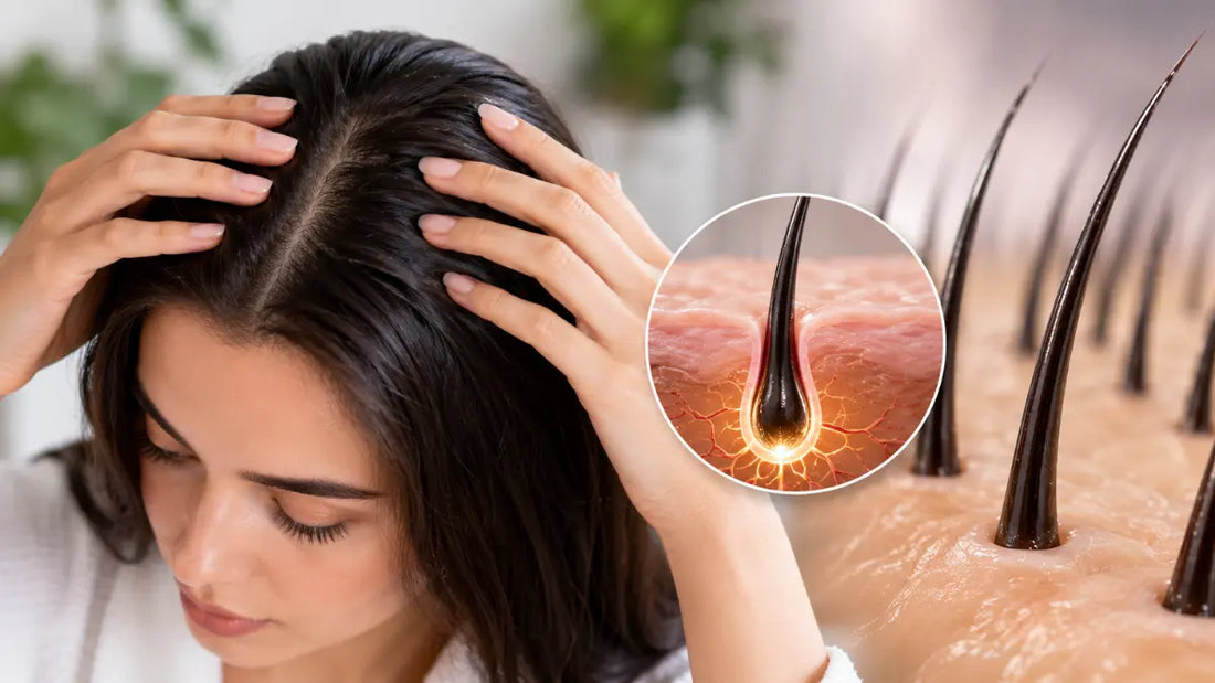Healthy scalp and strong hair strands illustrating How To Strengthen Hair Follicles naturally