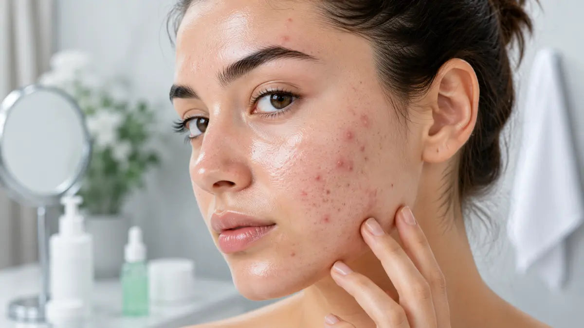 Daily skincare routine for Oily Skin And Acne using lightweight skincare products.