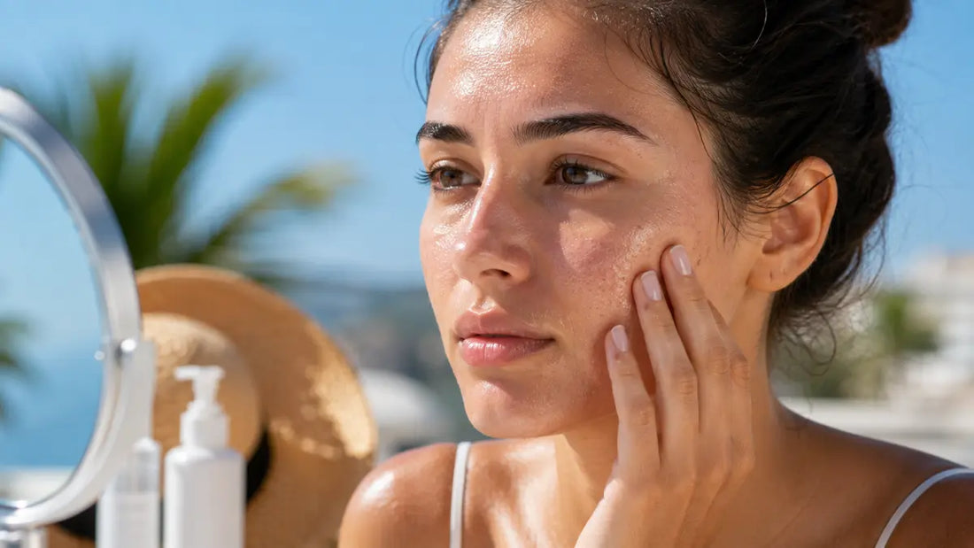 Woman following an Oily Skin In Summer skincare routine with lightweight skincare products.