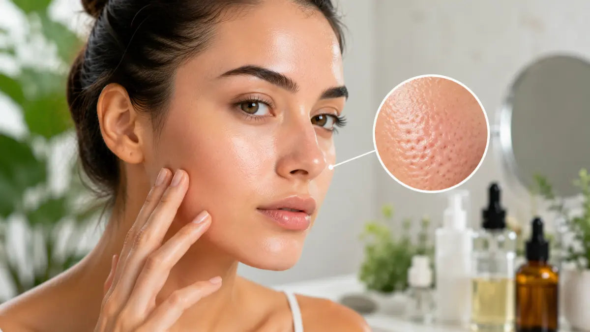 Daily Pore Care Routine with cleanser, moisturizer, and sunscreen for healthier-looking skin.