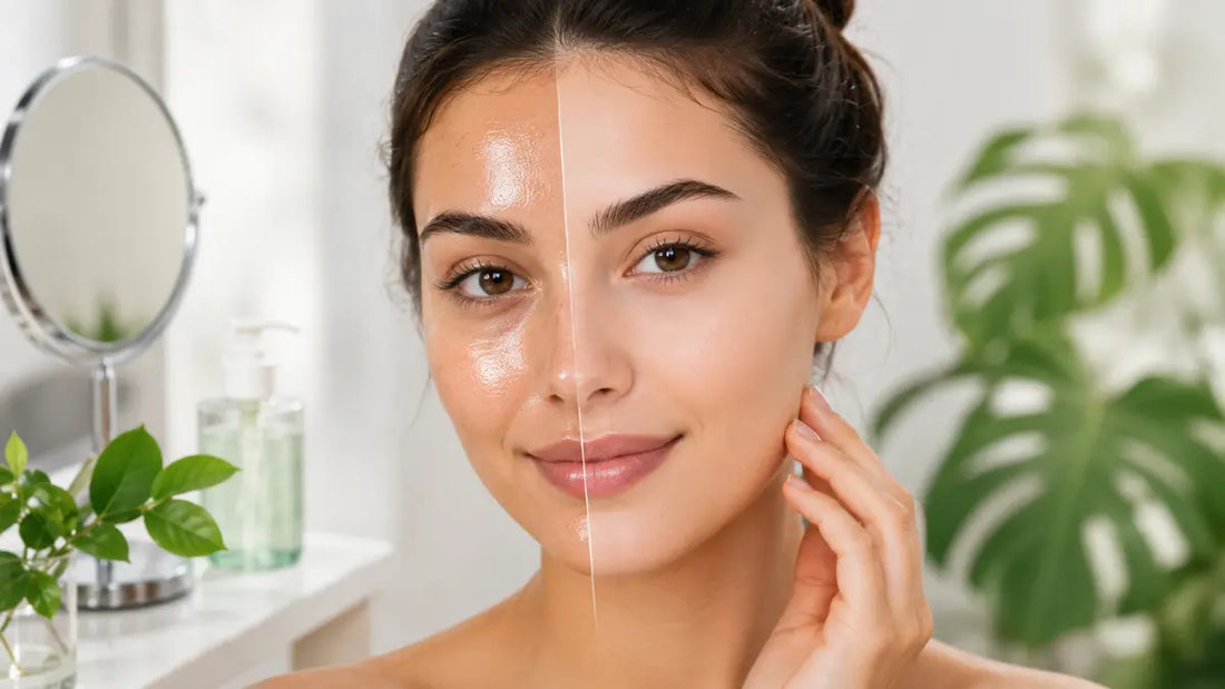 Woman following a Sebum Control skincare routine with clean, balanced, healthy-looking skin.