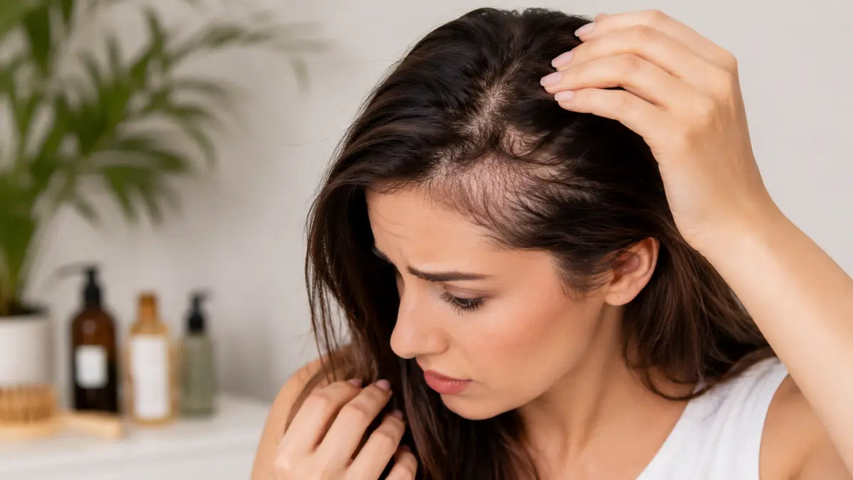 Close-up of healthy scalp and hair illustrating why hair stops growing naturally over time