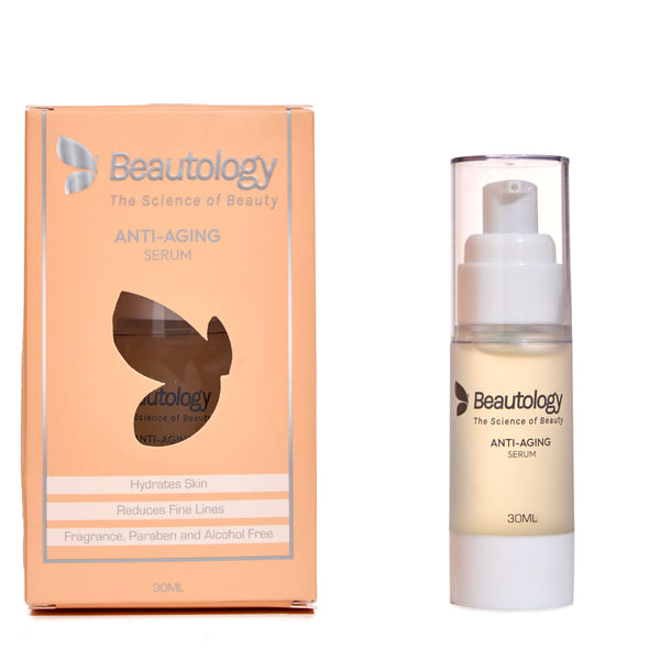 Beautology Anti-Aging Serum bottle and packaging for reducing wrinkles and fine lines