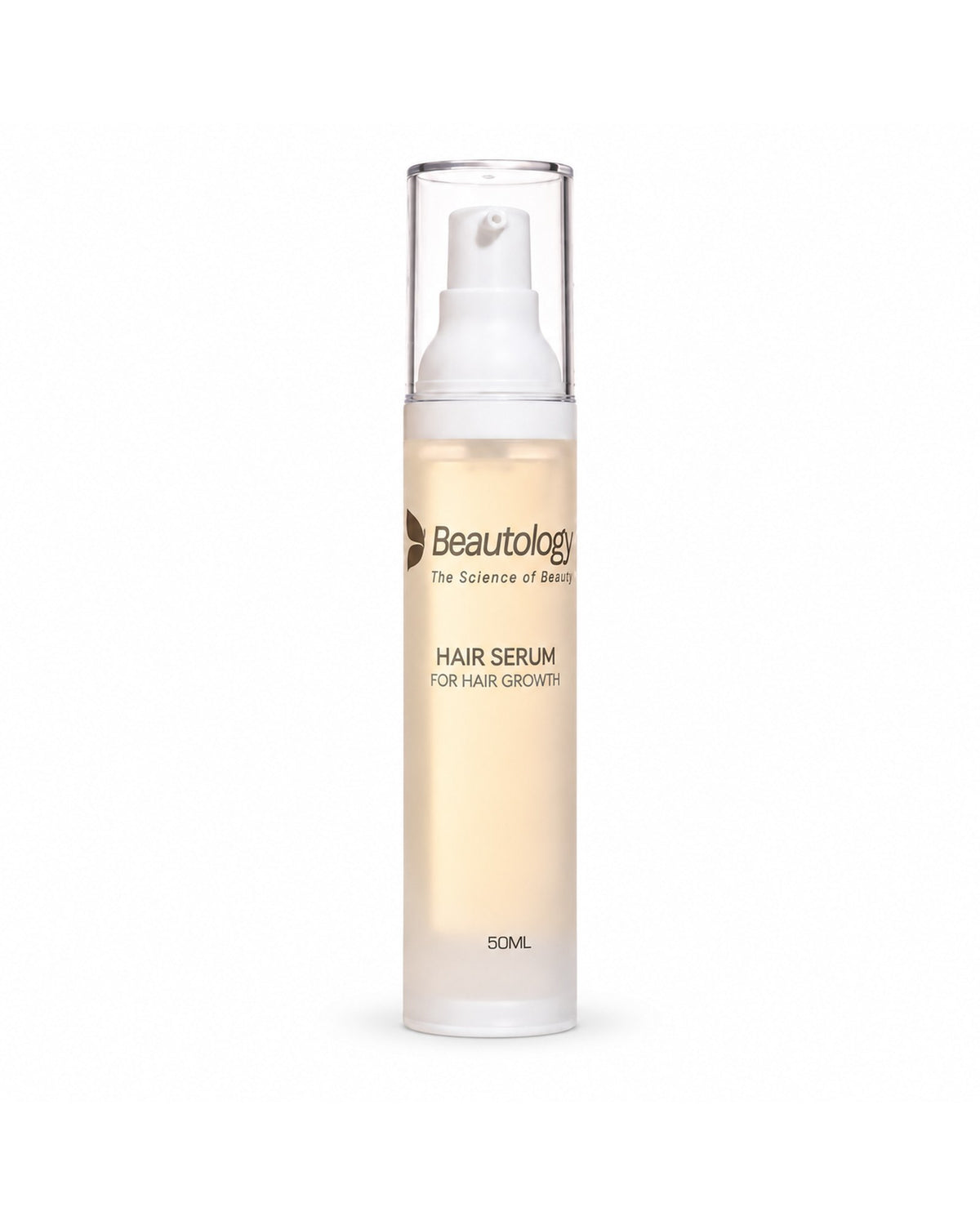 Beautology Hair Growth Serum, 50ml pump bottle, on a plain white background